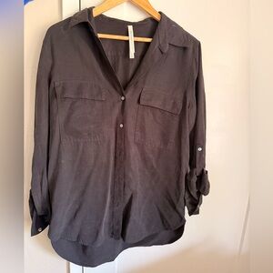 Aritzia Dark Button-Up Blouse